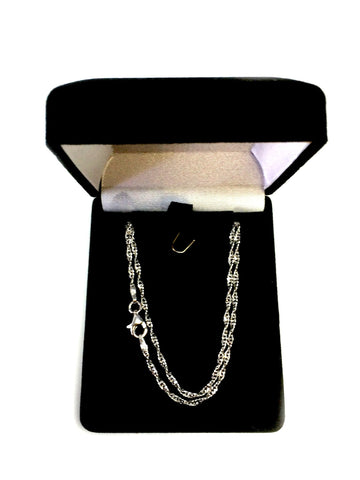 Sterling Silver Rhodium Plated Singapore Chain Necklace, 2.0mm