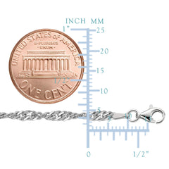 Sterling Silver Rhodium Plated Singapore Chain Necklace, 2.8mm