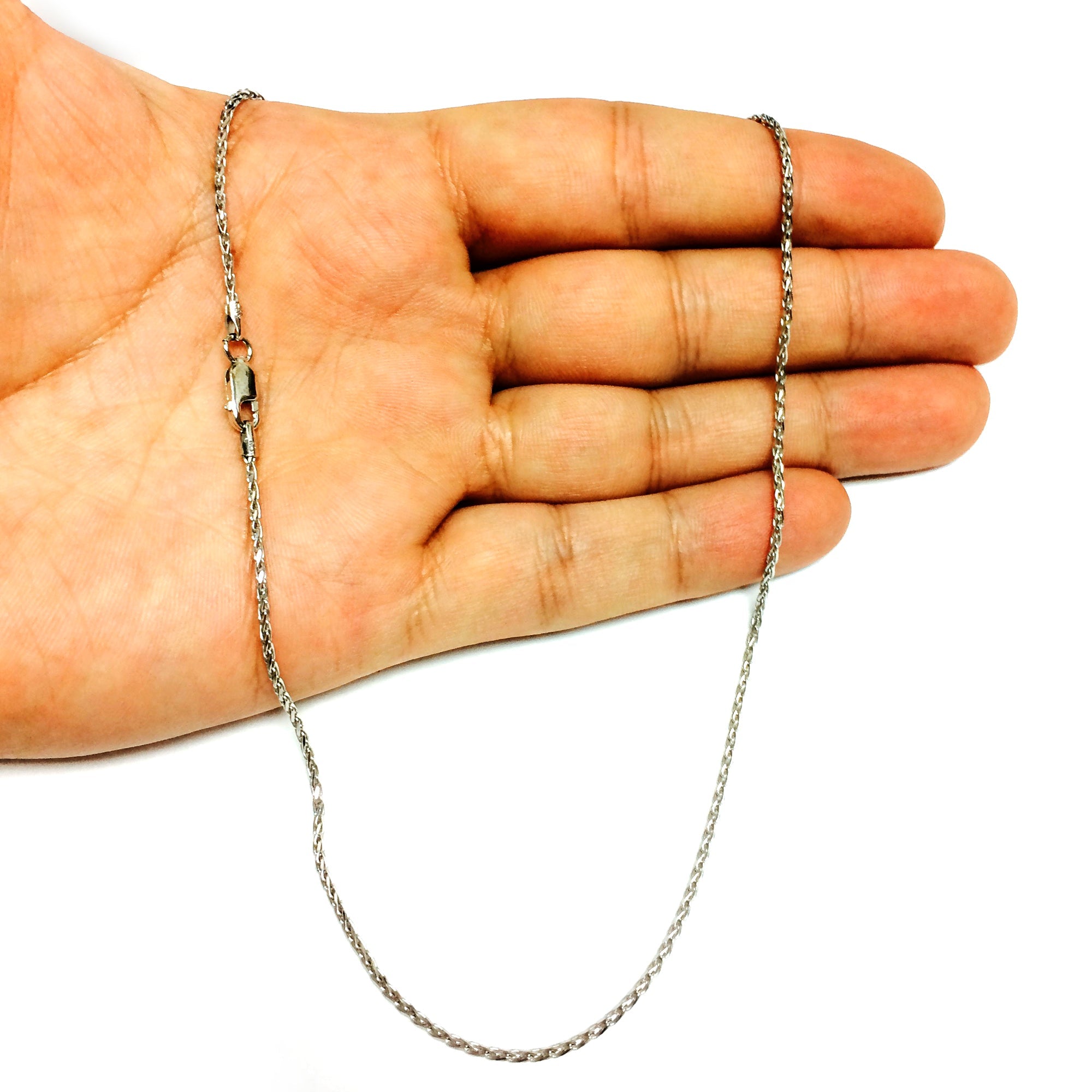 Sterling Silver Rhodium Plated Spiga Chain Necklace, 1,5mm