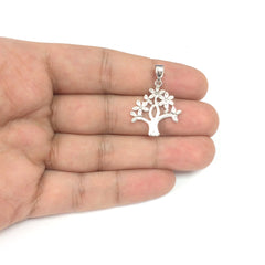 Sterling Silver Rhodium Plated Tree Of Life Pendant - JewelryAffairs