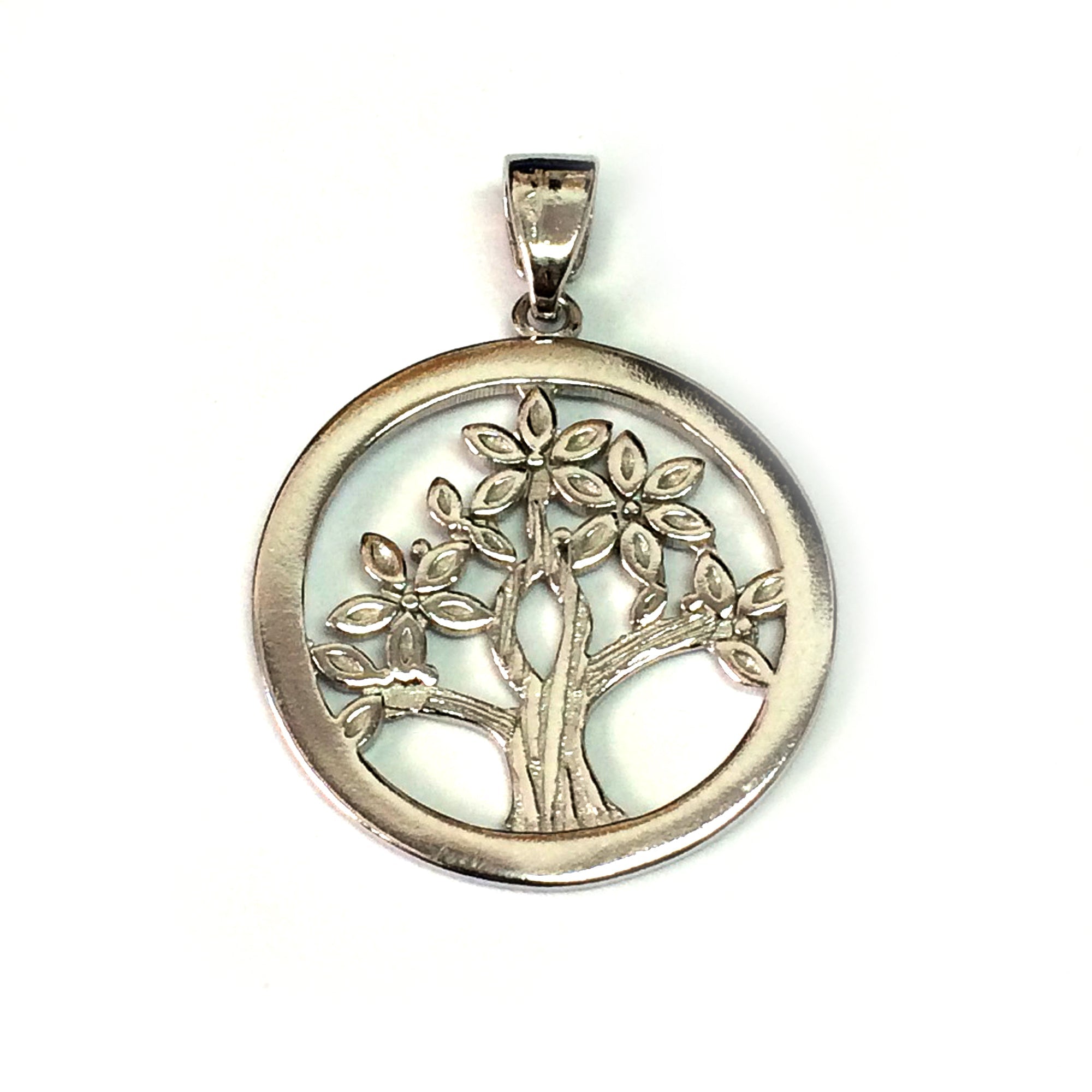 Sterling Silver Rhodium Plated Tree Of Life Pendant - JewelryAffairs