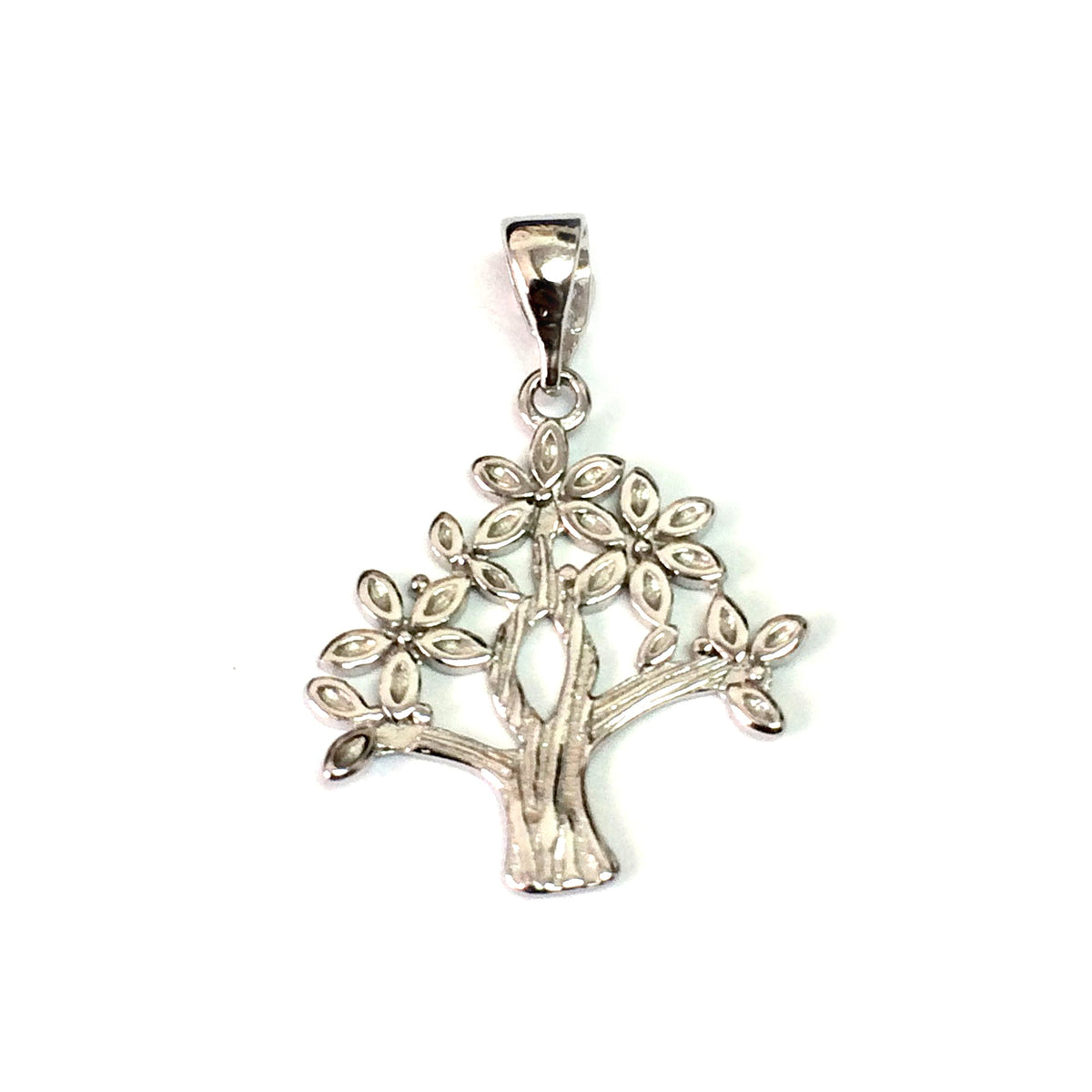 Sterling Silver Rhodium Plated Tree Of Life Pendant - JewelryAffairs