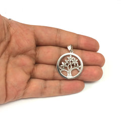 Sterling Silver Rhodium Plated Tree Of Life Pendant - JewelryAffairs