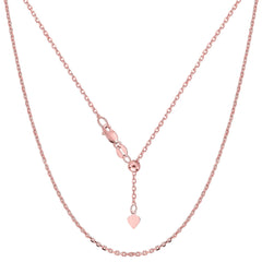 Sterling Silver Rose Tone Plated 22" Sliding Adjustable Cable Chain Necklace, 1.5mm