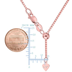 Sterling Silver Rose Tone Plated Sliding Adjustable Box Chain Necklace, 1.4mm, 22"