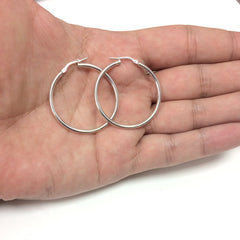 Sterling Silver Round Snuggable Huggie Hoop Earrings