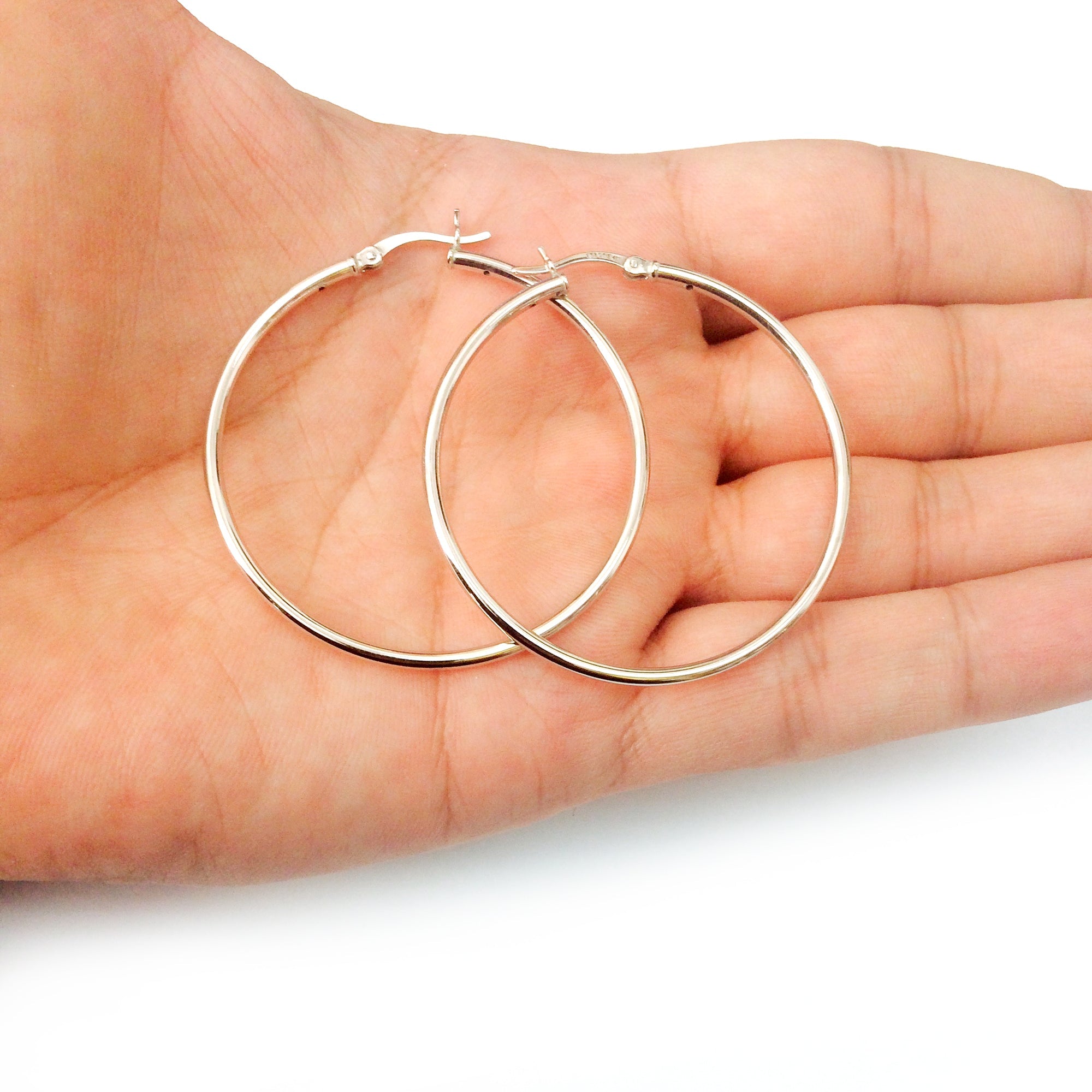 Sterling Silver Round Snuggable Huggie Hoop Earrings - JewelryAffairs