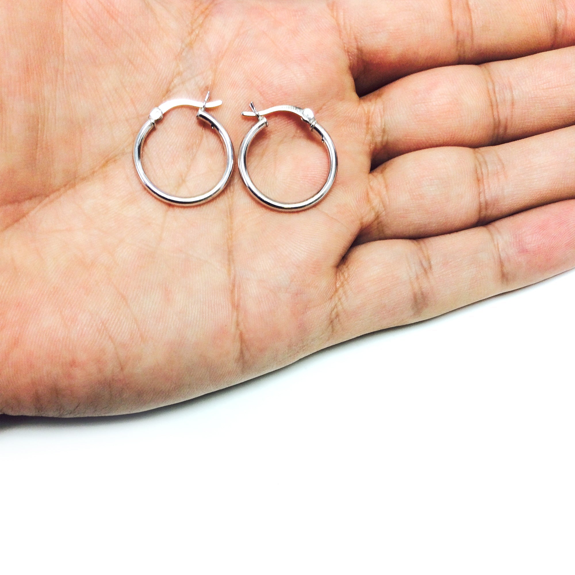Sterling Silver Round Snuggable Huggie Hoop Earrings - JewelryAffairs
