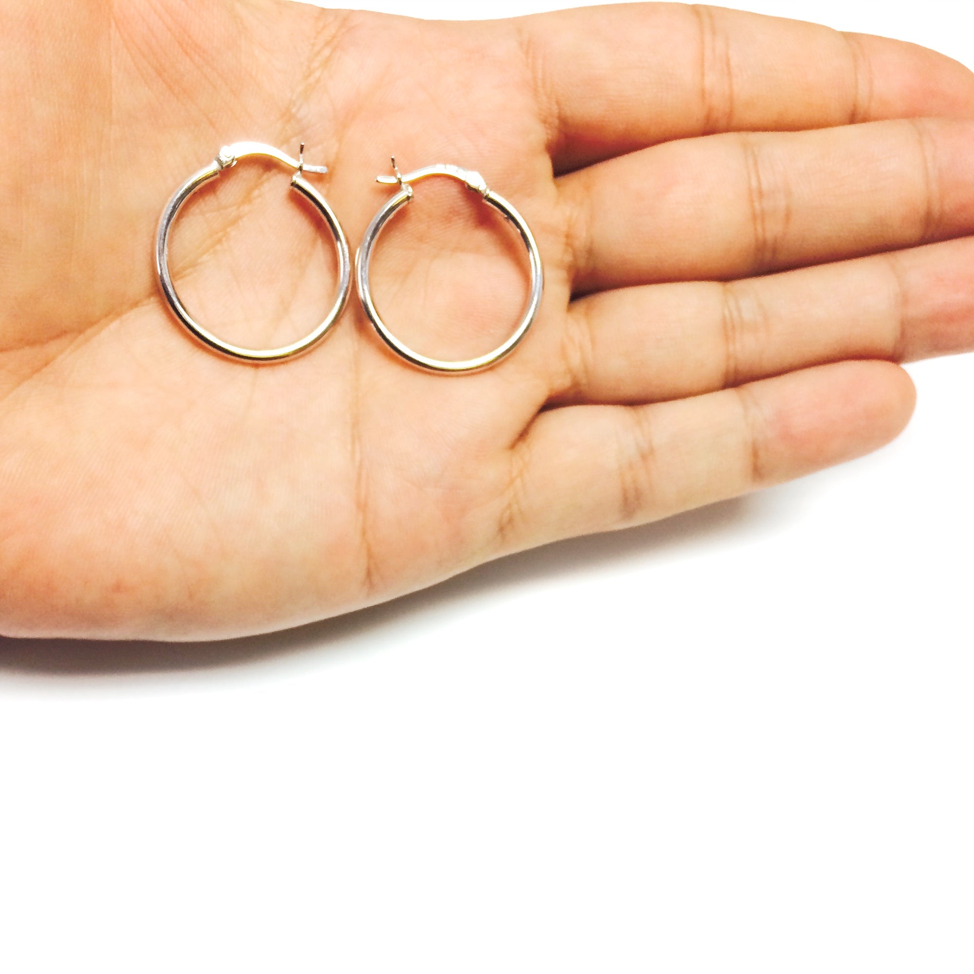 Sterling Silver Round Snuggable Huggie Hoop Earrings - JewelryAffairs