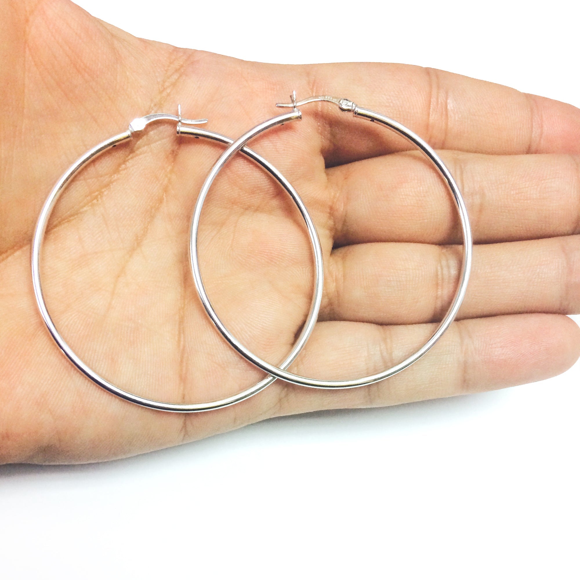 Sterling Silver Round Snuggable Huggie Hoop Earrings - JewelryAffairs