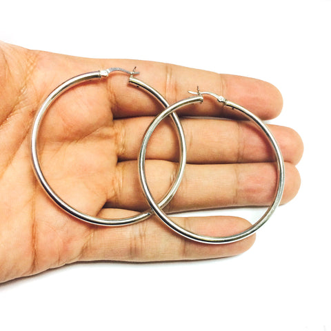 Sterling Silver Round Snuggable Huggie Hoop Earrings