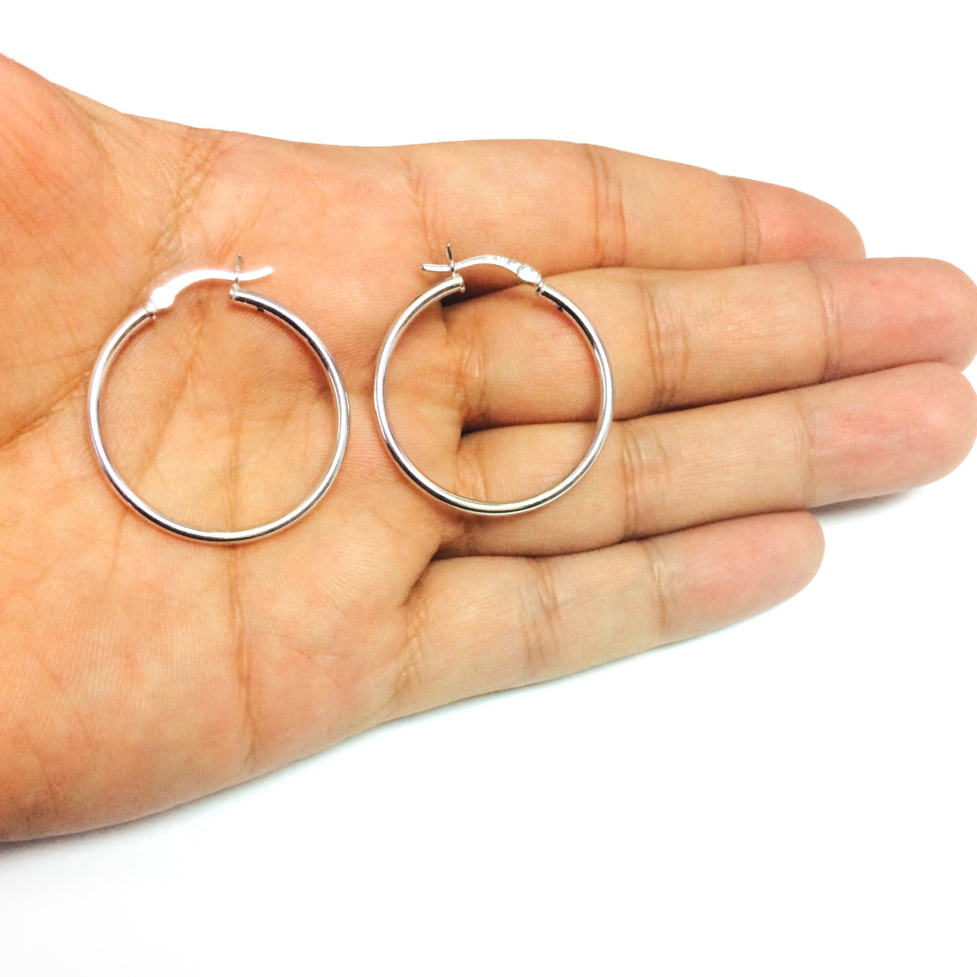 Sterling Silver Round Snuggable Huggie Hoop Earrings - JewelryAffairs