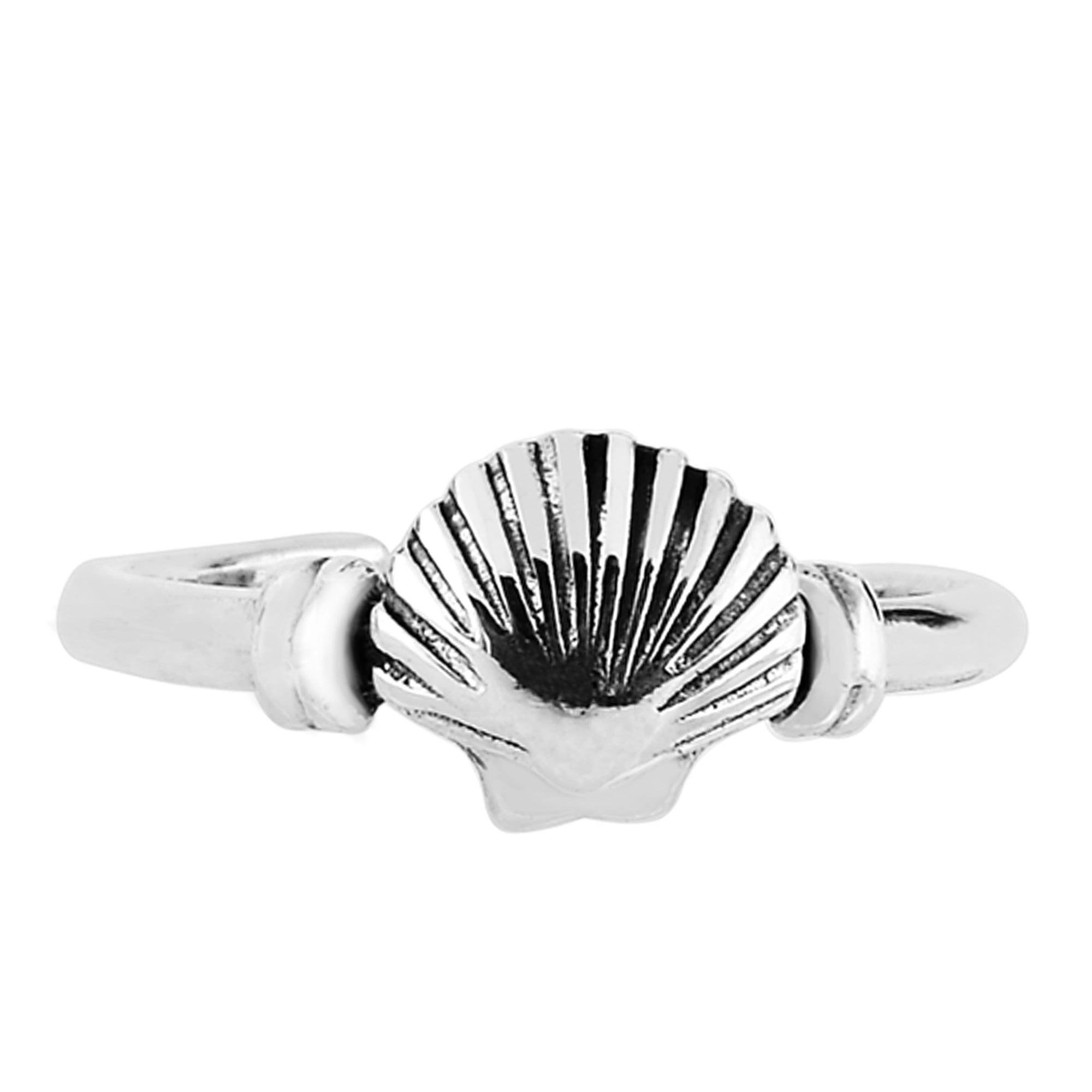 Sterling Silver Sea Shell Cuff Style Adjustable Toe Ring - JewelryAffairs