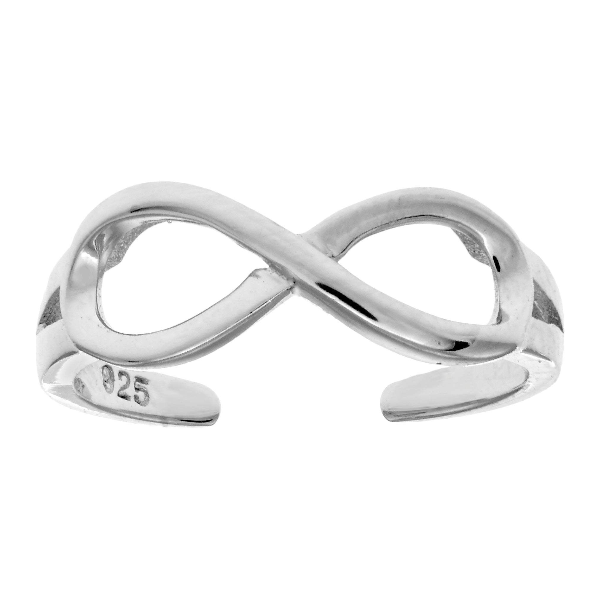 Sterling Silver Shinny Infinity Cuff Style Adjustable Toe Ring - JewelryAffairs