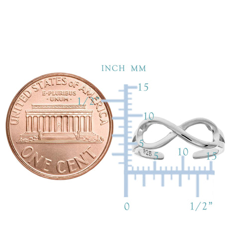 Sterling Silver Shinny Infinity Cuff Style Adjustable Toe Ring