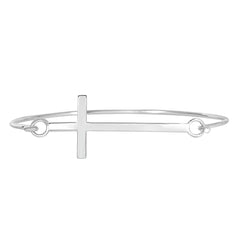 Sterling Silver Sideways Cross Bangle With Hook Style Clasp