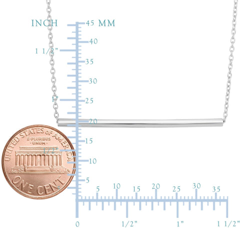 Sterling Silver Sideways Cylinder Bar Pendant Necklace, 18"
