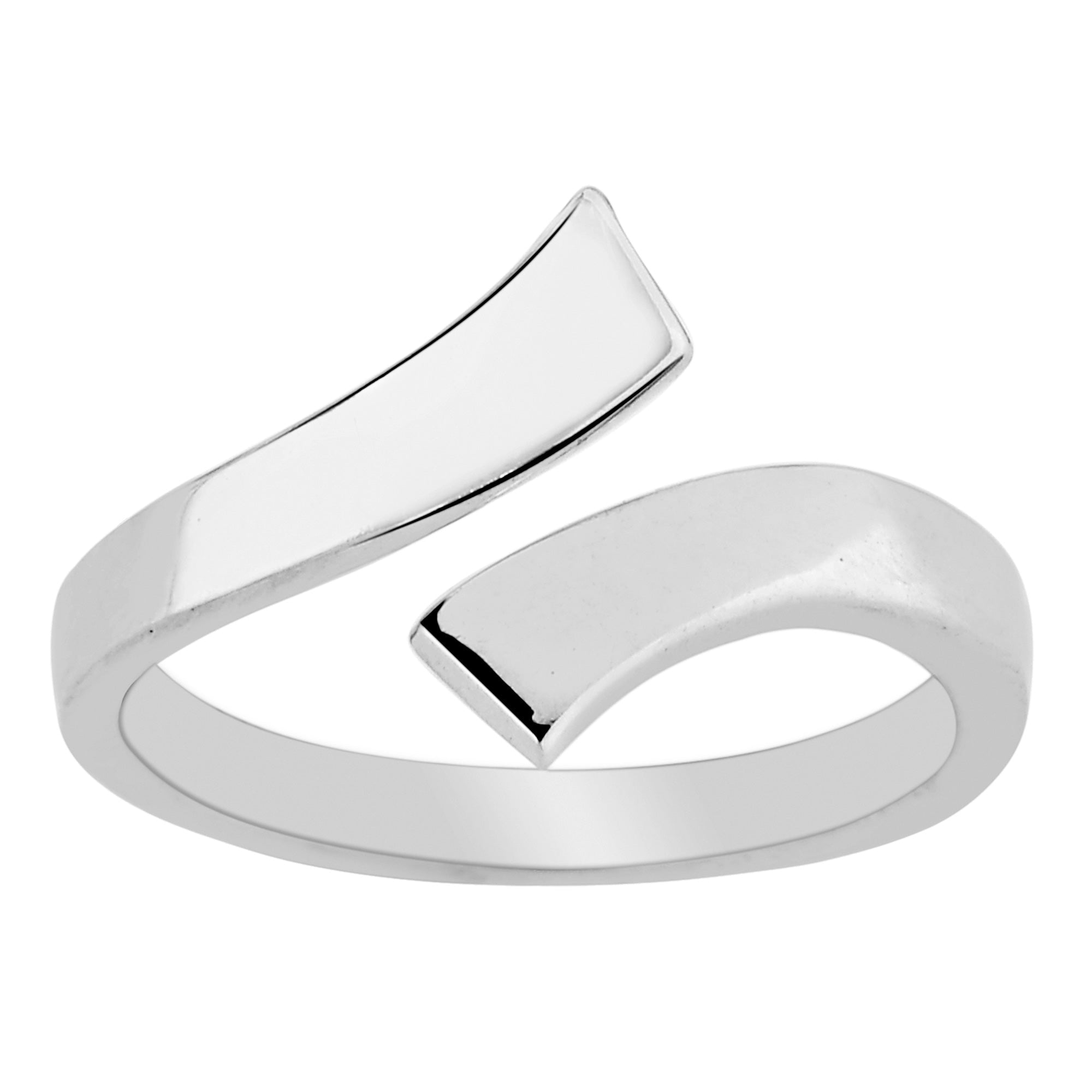 Sterling Silver Split Ends By Pass Style Adjustable Toe Ring - JewelryAffairs