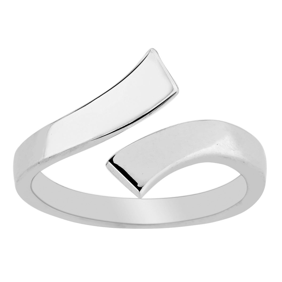 Sterling Silver Split Ends By Pass Style Adjustable Toe Ring - JewelryAffairs