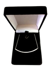 Sterling Silver Square Tube Curve Bar CZ Pendant Necklace, 18" - JewelryAffairs