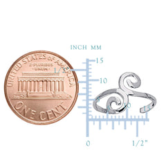 Sterling Silver Swirl Design Cuff Style Adjustable Toe Ring - JewelryAffairs