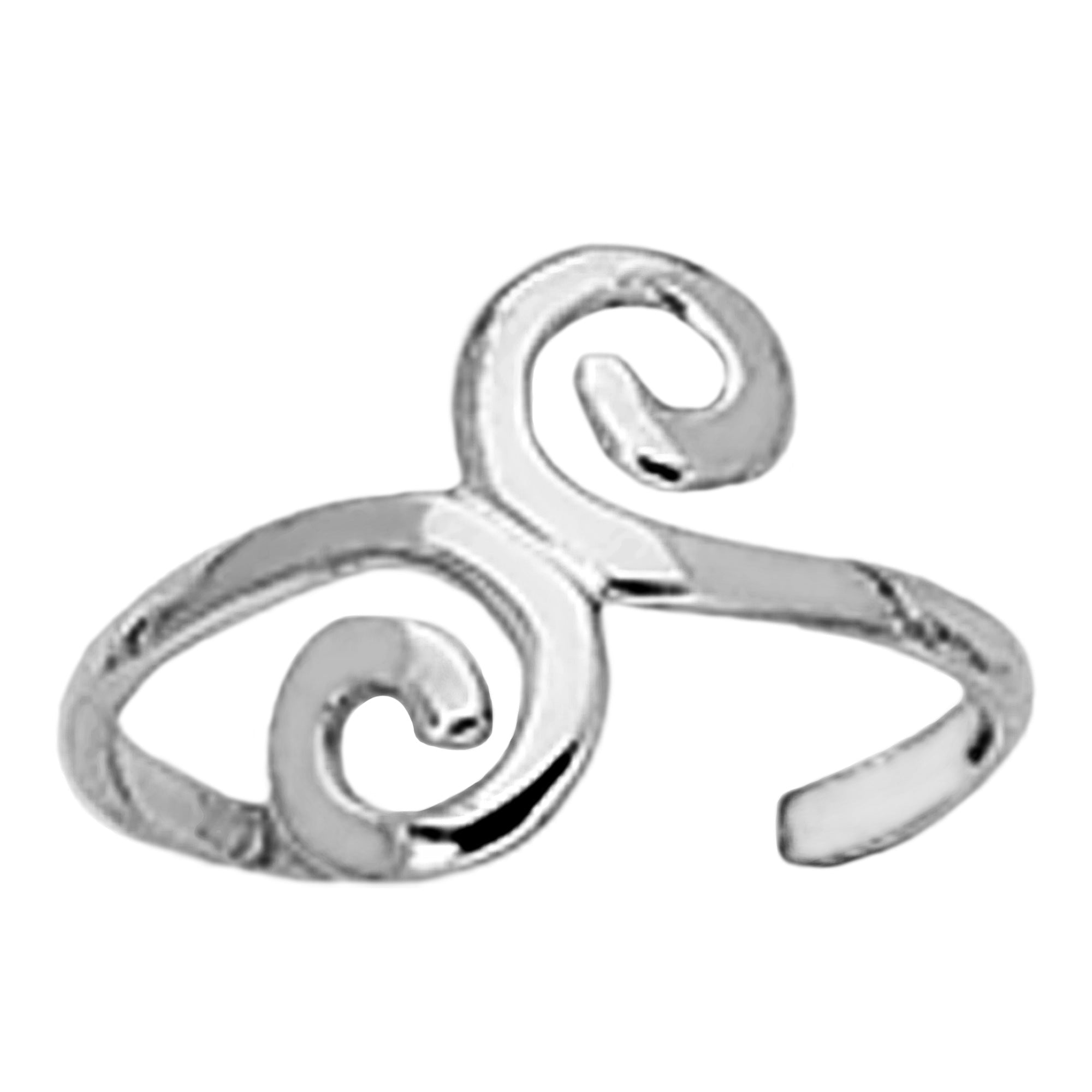 Sterling Silver Swirl Design Cuff Style Adjustable Toe Ring - JewelryAffairs