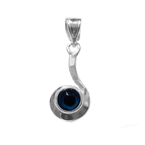 Sterling Silver Swirl Evil Eye Pendant Charm