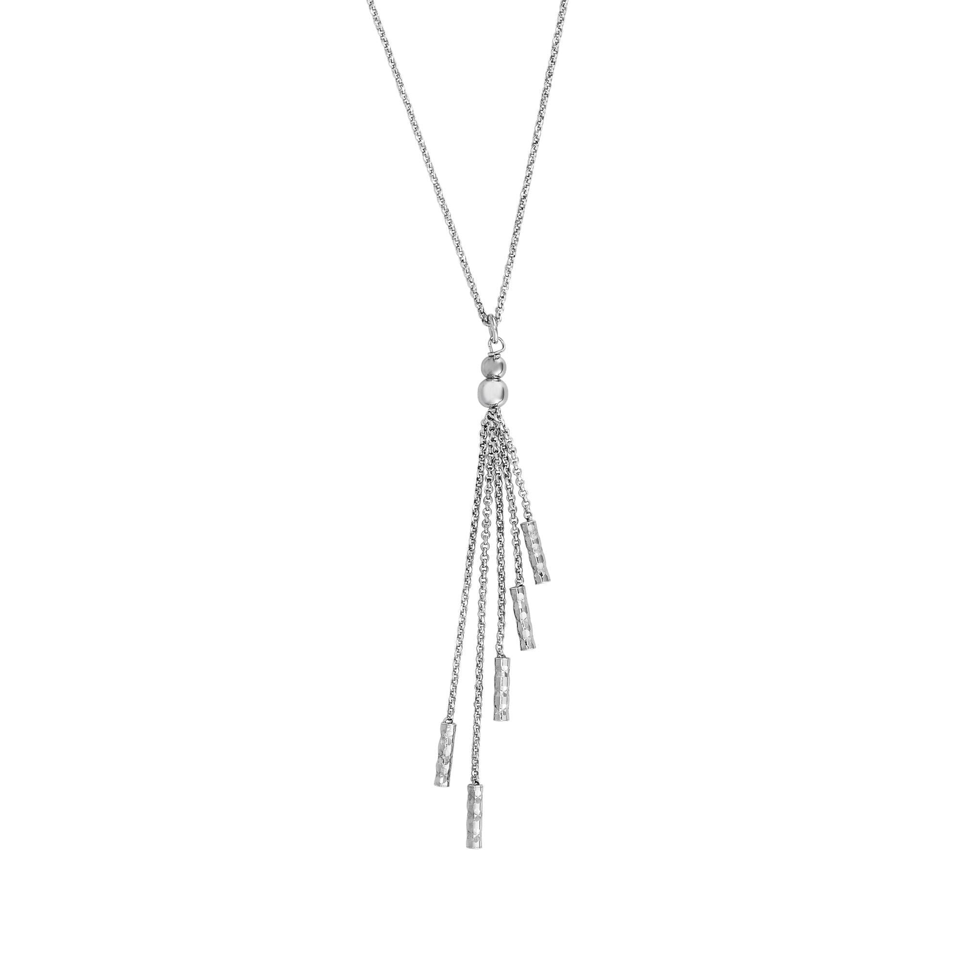 Sterling Silver Tassel Charms Fancy Necklace, 18" - JewelryAffairs