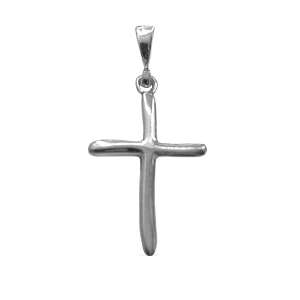 Sterling Silver Wavy Style Cross Pendant - JewelryAffairs
