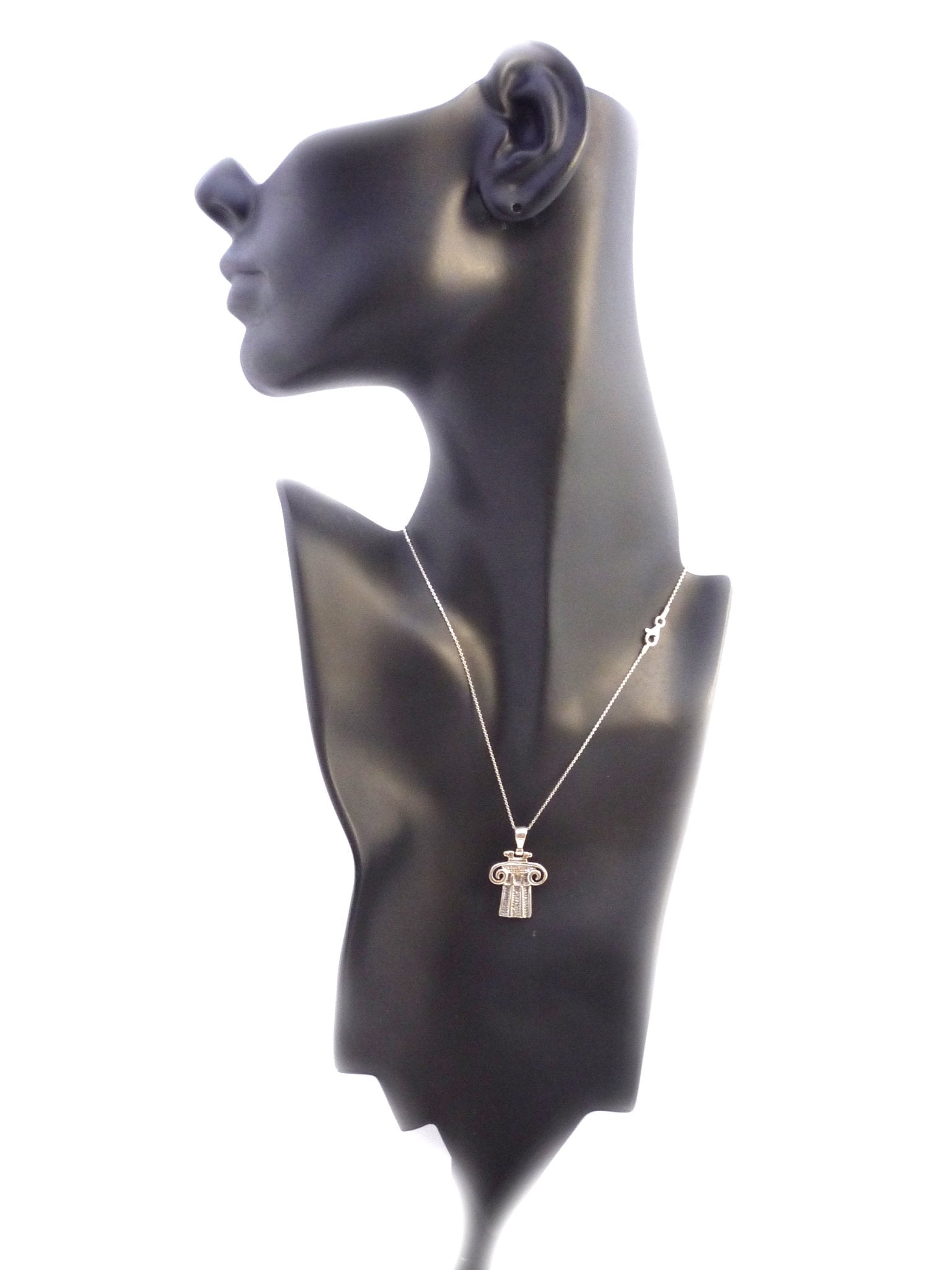 Sterling SilverRhodium Plated Greek Ionic Architecture Pendant