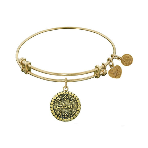 Stipple Finish Brass Aunt Angelica Bangle Bracelet, 7.25"
