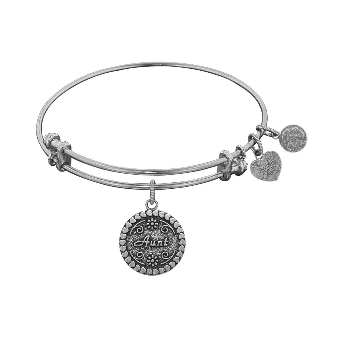 Stipple Finish Brass Aunt Angelica Bangle Bracelet, 7.25"