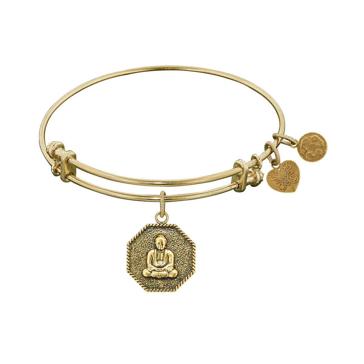 Stipple Finish Brass Buddha Angeica Bangle Bracelet, 7.25"