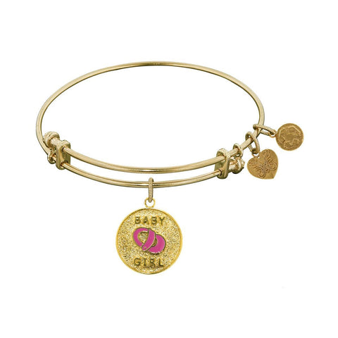 Stipple Finish Brass Enamel Baby Girl Angelica Bangle Bracelet, 7.25"