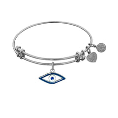 Stipple Finish Brass Evil Eye Angelica Bangle Bracelet, 7.25" - JewelryAffairs