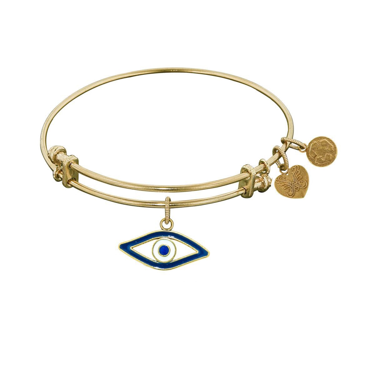 Stipple Finish Brass Evil Eye Angelica Bangle Bracelet, 7.25" - JewelryAffairs
