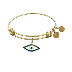 Stipple Finish Brass Evil Eye Angelica Bangle Bracelet, 7.25" - JewelryAffairs