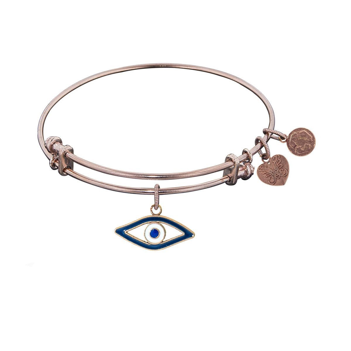 Stipple Finish Brass Evil Eye Angelica Bangle Bracelet, 7.25" - JewelryAffairs