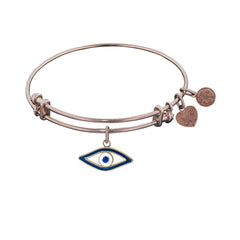 Stipple Finish Brass Evil Eye Angelica Bangle Bracelet, 7.25"