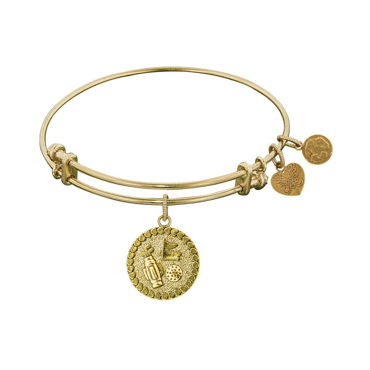 Stipple Finish Brass Golf Angelica Bangle Bracelet, 7.25"