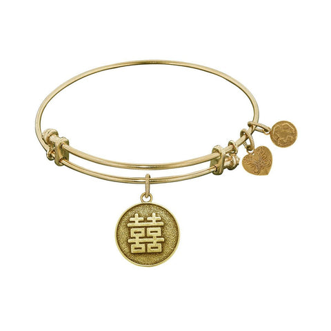 Stipple Finish Brass Happiness Angelica Bangle Bracelet, 7.25"