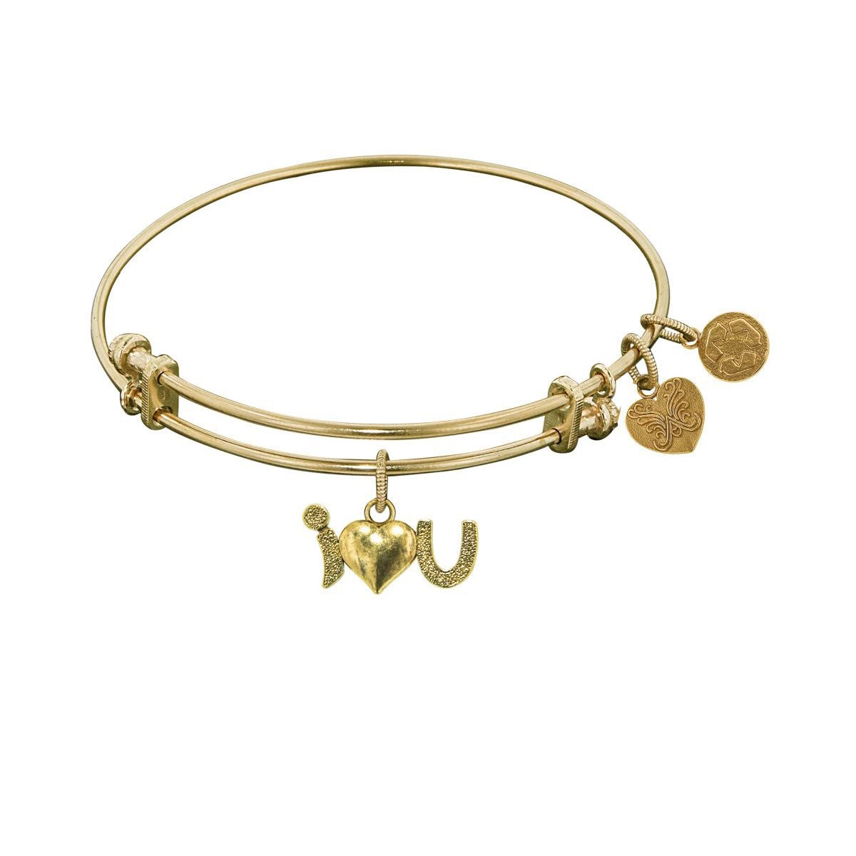 Stipple Finish Brass Heart Angelica Bangle Bracelet, 7.25"