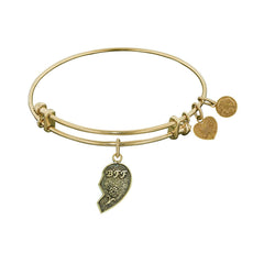 Stipple Finish Brass Left-Half Heart BFF BFF Angelica Bangle Bracelet, 7.25"