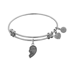 Stipple Finish Brass Left-Half Heart BFF BFF Angelica Bangle Bracelet, 7.25"