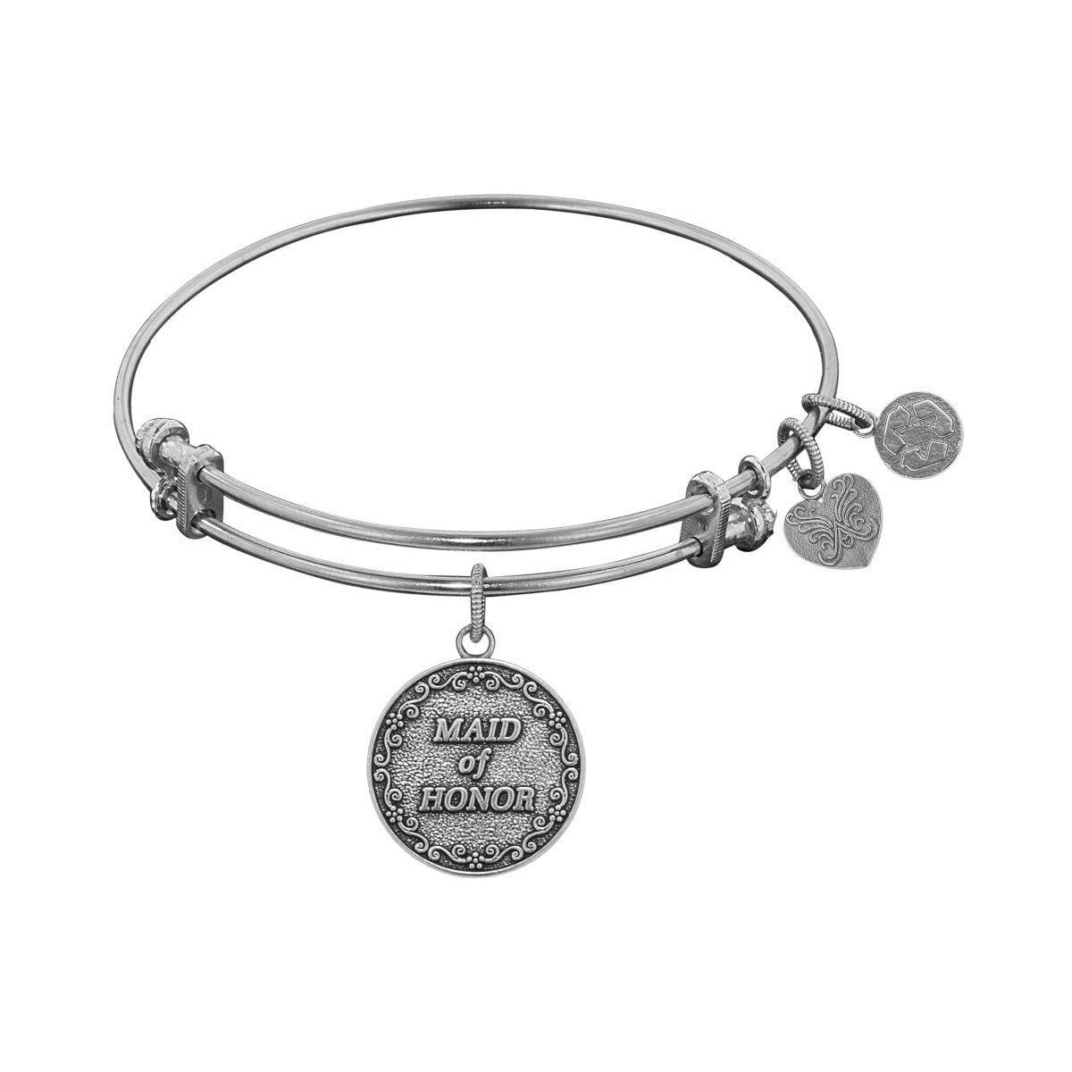 Stipple Finish Brass Maid of honor Angelica Bangle Bracelet, 7.25"
