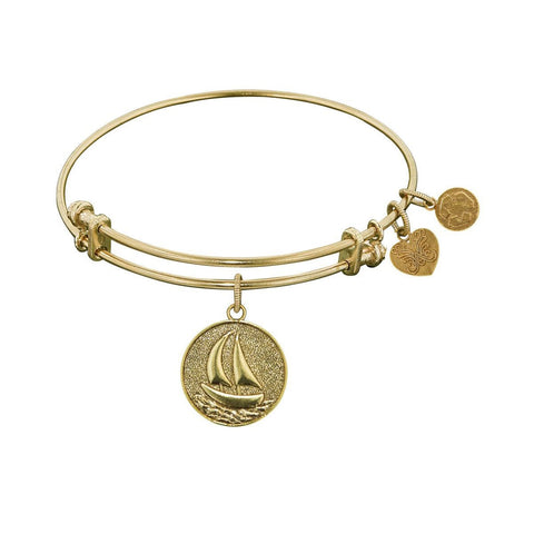 Stipple Finish Brass Sailing Angelica Bangle Bracelet, 7.25"