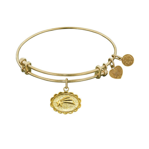 Stipple Finish Brass Shooting Star Angelica Bangle Bracelet, 7.25"