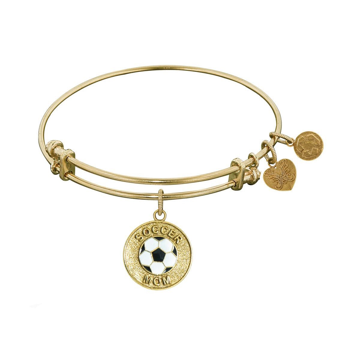 Stipple Finish Brass Soccer Mom Angelica Bangle Bracelet, 7.25"