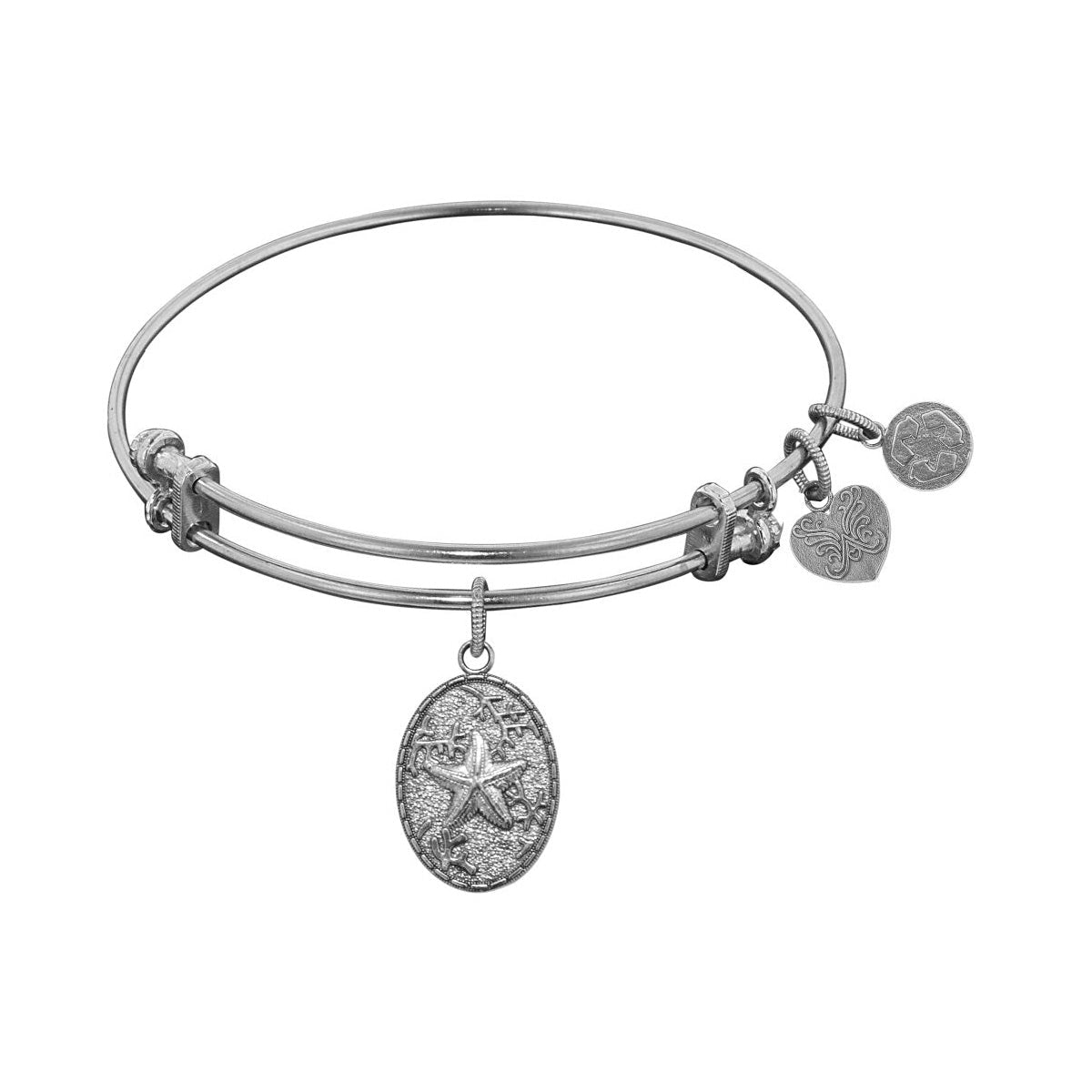 Stipple Finish Brass Starfish Angelica Bangle Bracelet, 7.25"