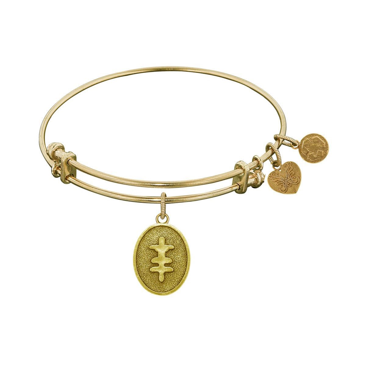 Stipple Finish Brass Strength And Bravery Angelica Bangle Bracelet, 7.25"